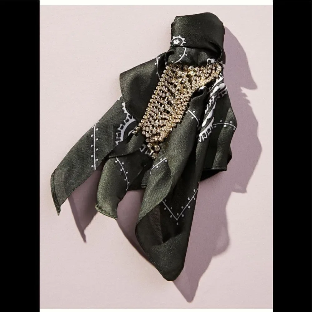 Serefina Rhinestoned Fabric Brooch